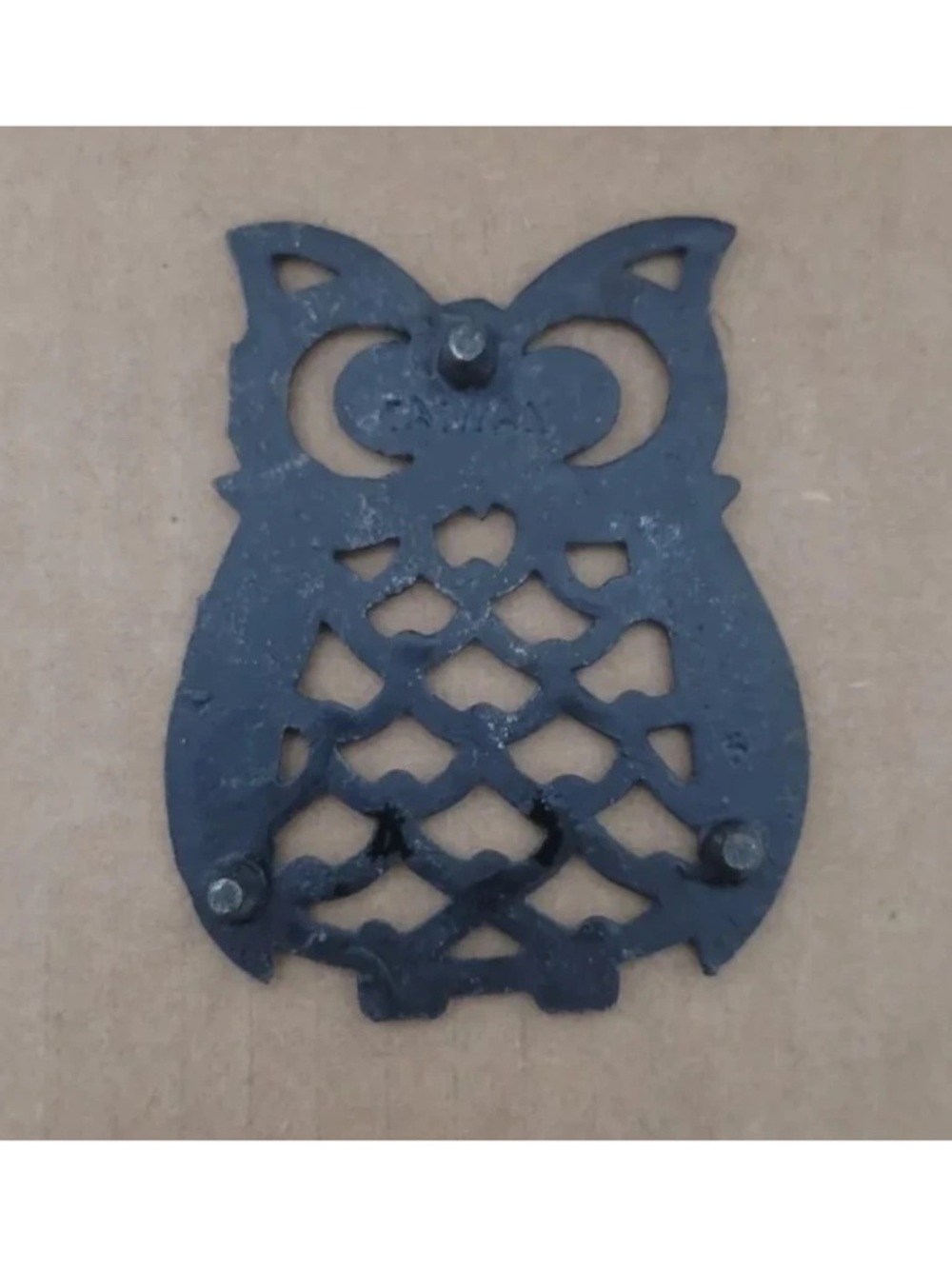 Vintage Cast Iron Owl Trivets SET OF 3 Black Footed Hot Plate holders grey6 - Picture 3 of 3
